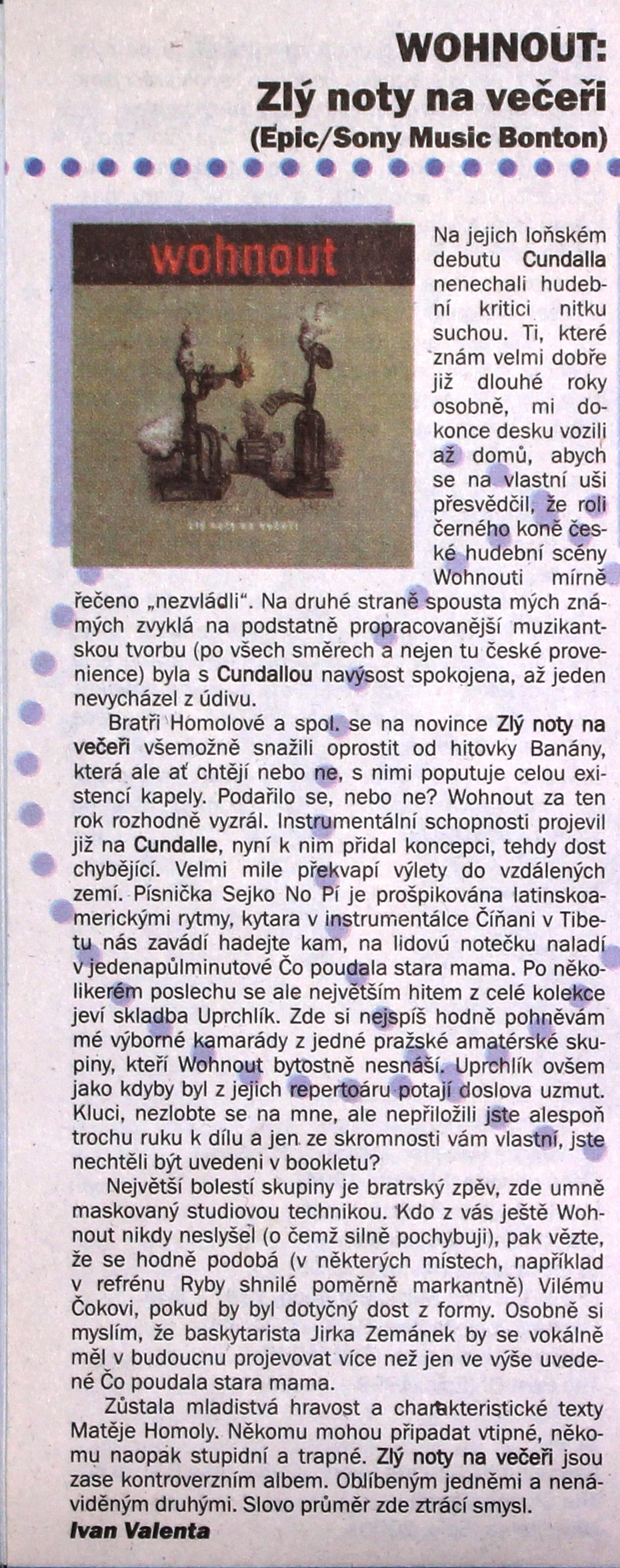 ZLÝ NOTY NA VEČEŘI